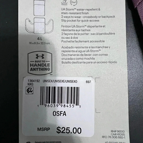 ***NWT*** Under Armour bag- 2 ways to wear -crossbody or backpack - Picture 3 of 3